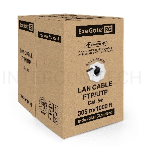 Кабель ExeGate UTP 4 пары кат.5e CCA, 24AWG, внешн., без троса, бухта 305м, черн., PE