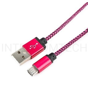 Кабель Gembird USB 2.0 Cablexpert CC-mUSB2pe1m, AM/microBM 5P, 1м, нейлоновая оплетка, алюминиевые разъемы, фиолетовый, пакет