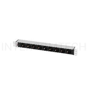 Блок розеток Rem-10 без шнура с инд., 9 Sсhuko, вход IEC 60320 C14, 10A, алюм., 19