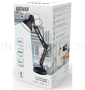 Светильник Gauss GT0022 настольный на струбцине/основание E27 черный 60Вт