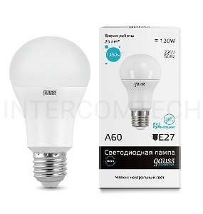 Светодиодная лампа Gauss LED Elementary 23225  A60 15W E27 4100K 1/10/40 груша