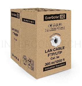 Кабель ExeGate UTP 4 пары кат.5e медь, 25AWG, бухта 305м, серый, PVC