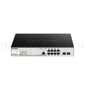 Управляемый коммутатор D-Link DGS-1210-10P/ME 2 уровня с 8 портами 10/100/1000Base-T с поддержкой PoE и 2 портами 1000Base-X SFP