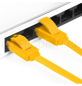 Патч-корд Greenconnect Патч-корд плоский прямой PROF  1.5m UTP медь, кат.6, желтый, позолоченные контакты, 30 AWG, Premium ethernet high speed 10 Гбит/с, RJ45, T568B (GCR-LNC622-1.5m)