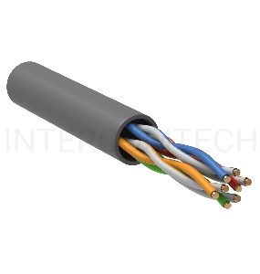 Кабель связи ITK витая пара U/UTP, кат.5E, 4 пары 24AWG solid, 305м, LSZH, серый