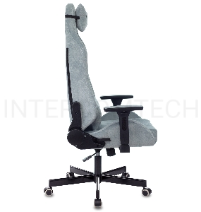Кресло игровое Knight N1 Fabric серо-голубой Light-28 с подголов. крестовина металл