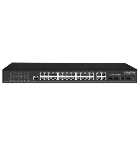 Коммутатор управляемый L2 PoE OSNOVO SW-8244/L(400W) Gigabit Ethernet на 24 RJ45 PoE + 4 x GE Combo Uplink, до 30W на порт, суммарно до 400W
