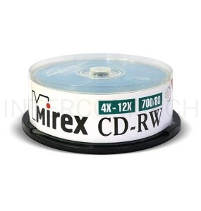 Диск CD-RW Mirex 700 Mb, 12х, Cake Box (25), (25/300)