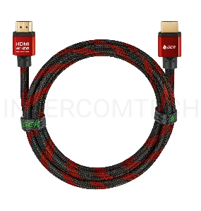 Greenconnect Кабель 3.0m HDMI версия 2.0, HDR 4:2:2, Ultra HD, 4K 60 fps 60Hz/5K*30Hz, 3D, AUDIO, 18.0 Гбит/с, 28/28 AWG, OD7.3mm, тройной экран, BICOLOR нейлон, AL корпус красный, GCR-51491 Greenconnect Кабель 3.0m HDMI версия 2.0, HDR 4:2:2, Ultra HD, 4