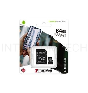 Флеш карта microSDHC 64GB microSDXC Class10 Kingston <SDCS2/64GB> Class10 UHS-I Canvas Select up to 100MB/s с адапт.