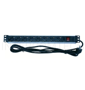 Блок розеток 19 (8шт)PDU с LED выкл.алюм.профиль 1U шнур 2м вилка DIN49440 (нем.станд.) | PH12-8D1 | ITK