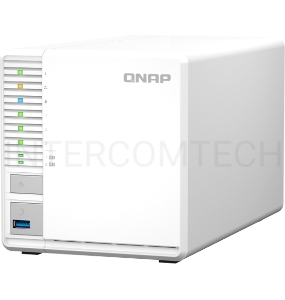 Сетевое хранилище SMB QNAP TS-364-4G NAS 3 HDD, 4-core Intel Celeron N5105/N5095 2.0 up to 2.9 GHz, 4 GB RAM (1x4 GB) up to 16 GB (2x8GB), 2.5 Gigabit Ethernet, 2xUSB 3.2 Gen 2 (10Gbps), 1xUSB 3.2 Gen 1, 2xM.2 PCIe Gen 3 x2 slots