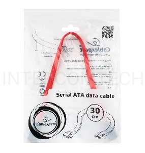 Кабель интерфейсный SATAIII Cablexpert CC-SATAM-DATA-0.3M, 30см, 7pin/7pin, защелка, пакет