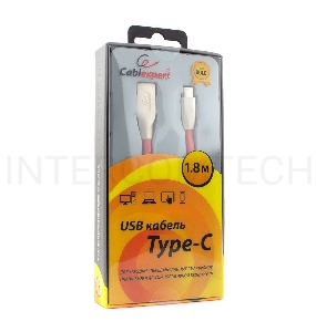 Кабель USB 2.0 Cablexpert CC-G-USBC01R-1.8M, AM/Type-C, серия Gold, длина 1.8м, красный, блистер