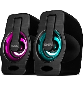 Колонки чёрные Sven 255 (2x3W, RGB подсветка, USB)