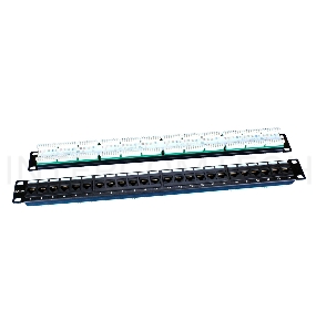 Патч-панель 19дюйм 1U RJ45 кат.5e 24 порта PP3-19-24-8P8C-C5E-110D черн. Hyperline 246095