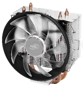 Кулер DEEPCOOL GAMMAXX300B LGA1366/1156/55/51/50/775/FM2/+/FM1/AM3/+/AM2/+/AM4 (24шт/кор, TDP 130Вт, PWM, Blue Led, 3 тепл. трубки прямого контакта,120мм вент-р,17.8~21dB(A)) RET