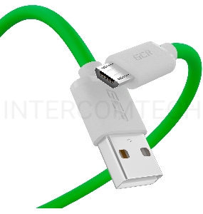 Кабель GCR QC 0.3m MicroUSB, быстрая зарядка, зеленый TPE, белые коннекторы, 28/22 AWG, GCR-53282