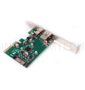 Контроллер USB  Gembird SPCR-02, в PCI, порты: 2 внешн. USB 3.0 Type-C