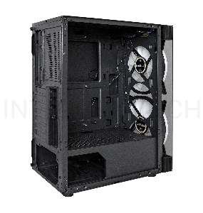 Корпус Miditower ExeGate i3 MATRIX-PPH500 (ATX, БП 500PPH 80+Bronze 12см, 2*USB+1*USB3.0, HD аудио, черный, 2 вент. 18см с RGB подсветкой, пылевые фильтры, передняя и боковая панели - закаленное стекло)