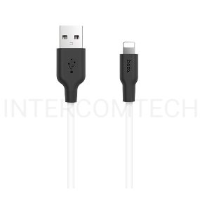 Кабель USB 2.0 hoco X21, силиконовая оплетка, AM/Lightning M, бело-черный, 1м