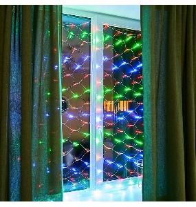 Новогодние светоукрашения Гирлянда - сеть 1,8х1,5м, прозрачный ПВХ, 180 LED Мультиколор [215-139]