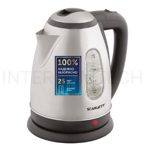 Чайник электрический Scarlett SC-EK21S88 1.8л. 2200Вт черный/серебристый (корпус: нержавеющая сталь)
