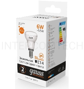 Лампа светодиодная Gauss Elementary 63116 6Вт цок.:E14 рефлек. 220B 3000K св.свеч.бел.теп. (упак.:10шт)