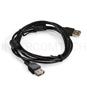 Удлинитель USB 2.0 ExeGate EX-CCF-USB2-AMAF-1.8F (Am/Af, позолоченные контакты, ферритовые кольца, 1,8м)