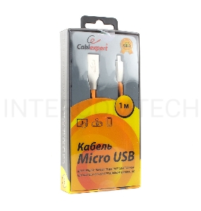 Кабель USB 2.0 Cablexpert CC-G-mUSB01O-1M, AM/microB, серия Gold, длина 1м, оранжевый, блистер