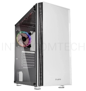 Корпус ZALMAN R2 White (3xUSB, 2xAudio, 20мм FAN, прозрачная стенка-закаленное стекло, ATX, без БП)