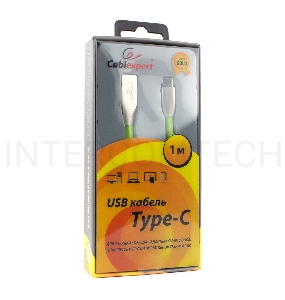 Кабель USB 2.0 Cablexpert CC-G-USBC01Gn-1M, AM/Type-C, серия Gold, длина 1м, зеленый, блистер