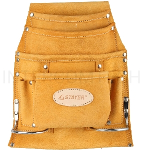 Сумка STAYER 38517  поясная professional для инструментов кожаная 10карманов 2скобы