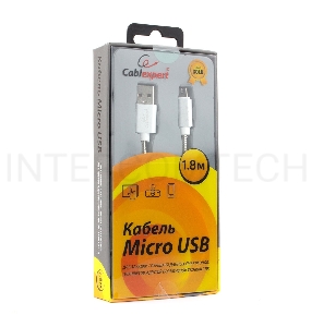 Кабель USB 2.0 Cablexpert CC-G-mUSB02S-1.8M, AM/microB, серия Gold, длина 1.8м, серебро, блистер