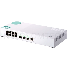 Коммутатор QNAP QSW-308-1C Unmanaged 10 Gb / s switch with 3 SFP + ports, of which 1 is combined with RJ-45, and 8 1 Gb / s RJ-45 ports, bandwidth up to 76 Gb / s, support JumboFrame