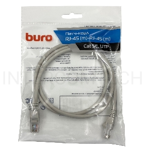 Патч-корд Buro cat5E 1м серый RJ-45 (m)-RJ-45 (m)