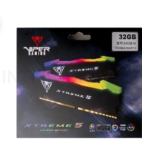 Память Patriot PVXR532G80C38K DDR5 2x16Gb 8000MHz Viper Xtreme 5 RGB RTL Gaming PC5-64000 CL38 DIMM 288-pin 1.45В с радиатором Ret