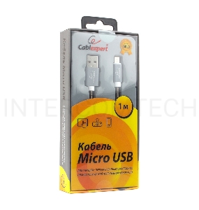 Кабель USB 2.0 Cablexpert CC-G-mUSB02Gy-1M, AM/microB, серия Gold, длина 1м, титан, блистер