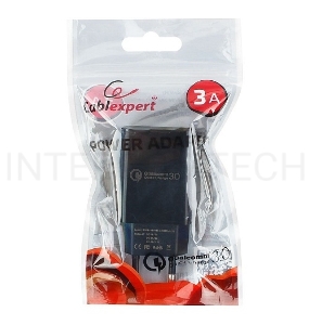 Адаптер питания Cablexpert MP3A-PC-17, QC 3.0, 100/220V - 1 USB порт 5/9/12V, черный