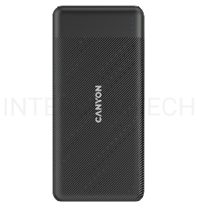 Аккумулятор CANYON PB-109 Power bank 10000mAh Li-poly battery, Input Lightning &Type C  : 5V/2A, 9V/2A PD 18W(Max), Output Type C 5V/3A,9V/2.2A,12V/1.5A 20W,  Output USB A:5V3A,9V2A,12V1.5A,18W quick charging cable 0.3m, 144*68*16mm, 0.24kg, Black