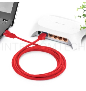 Патч-корд Greenconnect Патч-корд UTP прямой 30m AWG24 кат.5е,  RJ45,  медь, литой (Красный), пластик пакет (GCR-LNC04-30.0m)