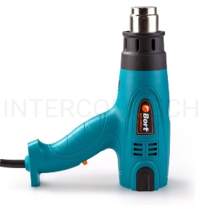 Фен технический Bort BHG-2000N-LK  [91275431] { 2000 Вт, 3 режима, 500 л/мин, 0.8 кг, 4 насадки, Дисплей LED }