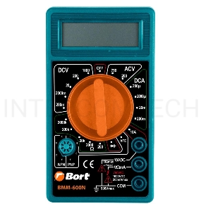 Мультиметр  Bort BMM-600N [91271167] { Диапазон постоянного напряжения 0-1000 тип, диапазон  постоянного тока 0-10 тип, диапазон  переменного напряжения 0-750 тип, 0.1 кг }