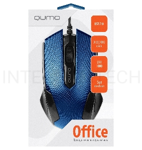 Мышь Qumo Office M14 Blue, проводная, оптическая   