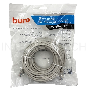 Патч-корд Buro UTP cat5E 20м серый RJ-45 (m)-RJ-45 (m)