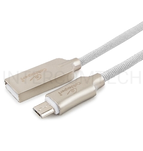 Кабель USB 2.0 Cablexpert CC-P-mUSB02W-1.8M, AM/microB, серия Platinum, длина 1.8м, белый, блистер