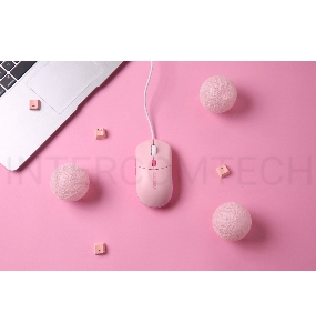Мышь проводная Dareu LM121 Pink (розовый), DPI 800/1600/2400/6400, подсветка RGB, размер 116x35x60мм, 1,8м