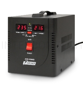 Стабилизатор напряжения Powerman AVS-D Voltage Regulator 2000VA, Digital Indication, 2x Schuko Outlets, 1m Power Cord, 230V, 1 year warranty, Black 