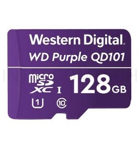 Карта памяти WD Purple SC QD101 Ultra Endurance MicroSDXC WDD128G1P0C 128ГБ Class 10 UHS 1 (U1) для видеонаблюдения