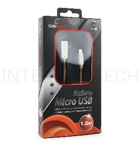 Кабель USB 2.0 Cablexpert CC-P-mUSB02Gd-1.8M, AM/microB, серия Platinum, длина 1.8м, золотой, блистер